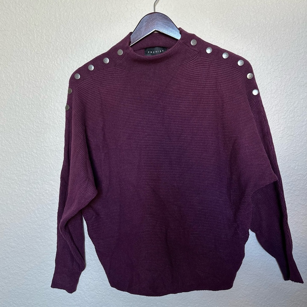 Premise Viscose Mock Neck Ribbed Soft Sweater